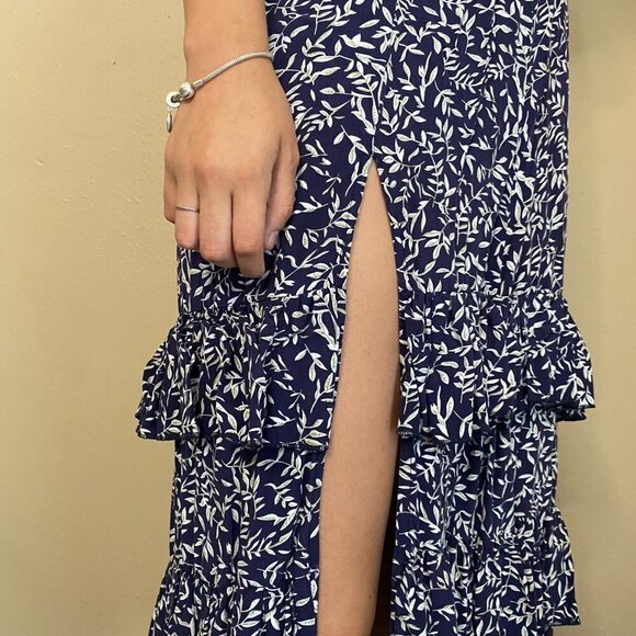 Yidarton Strapless Maxi Dress –Navy & White Floral Size S - Picture 4 of 6